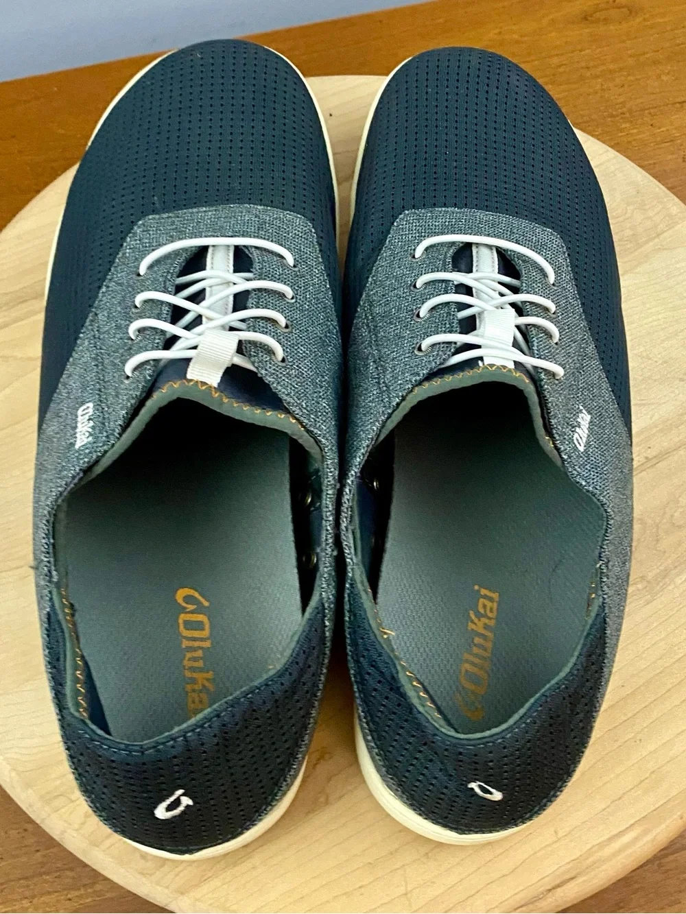 Olukai Nohea Moku Men’s No Tie Boat Shoes Black Grey Mens 13 Outdoors Breathable